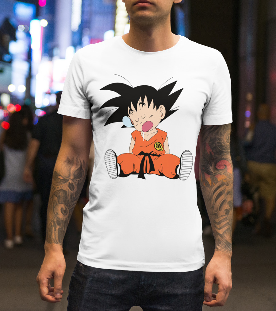 Baby Goku Sleepy Orange Gi Krillin Kanji Bubblegum Drool T-Shirt