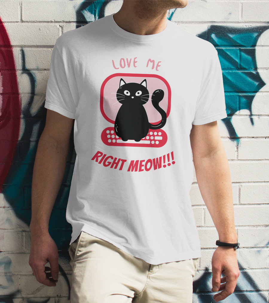 Love Me Right Meow Valentine Boss Kitty T-Shirt