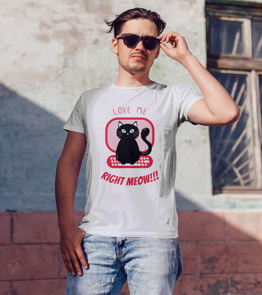 Love Me Right Meow Valentine Boss Kitty T-Shirt