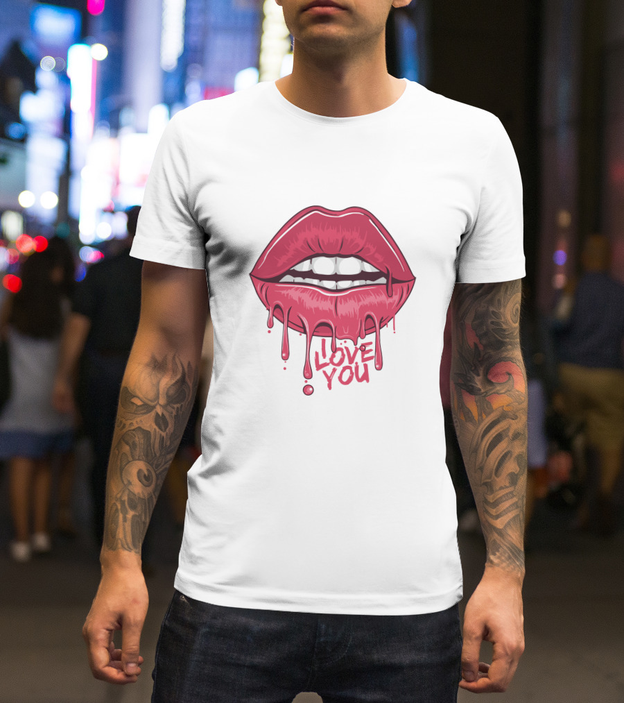 Lips Dripping Pink Love You Kiss Blood T-Shirt