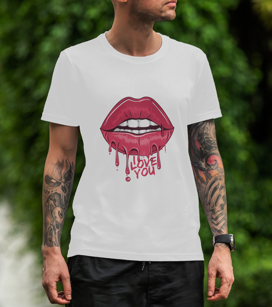 Lips Dripping Pink Love You Kiss Blood T-Shirt