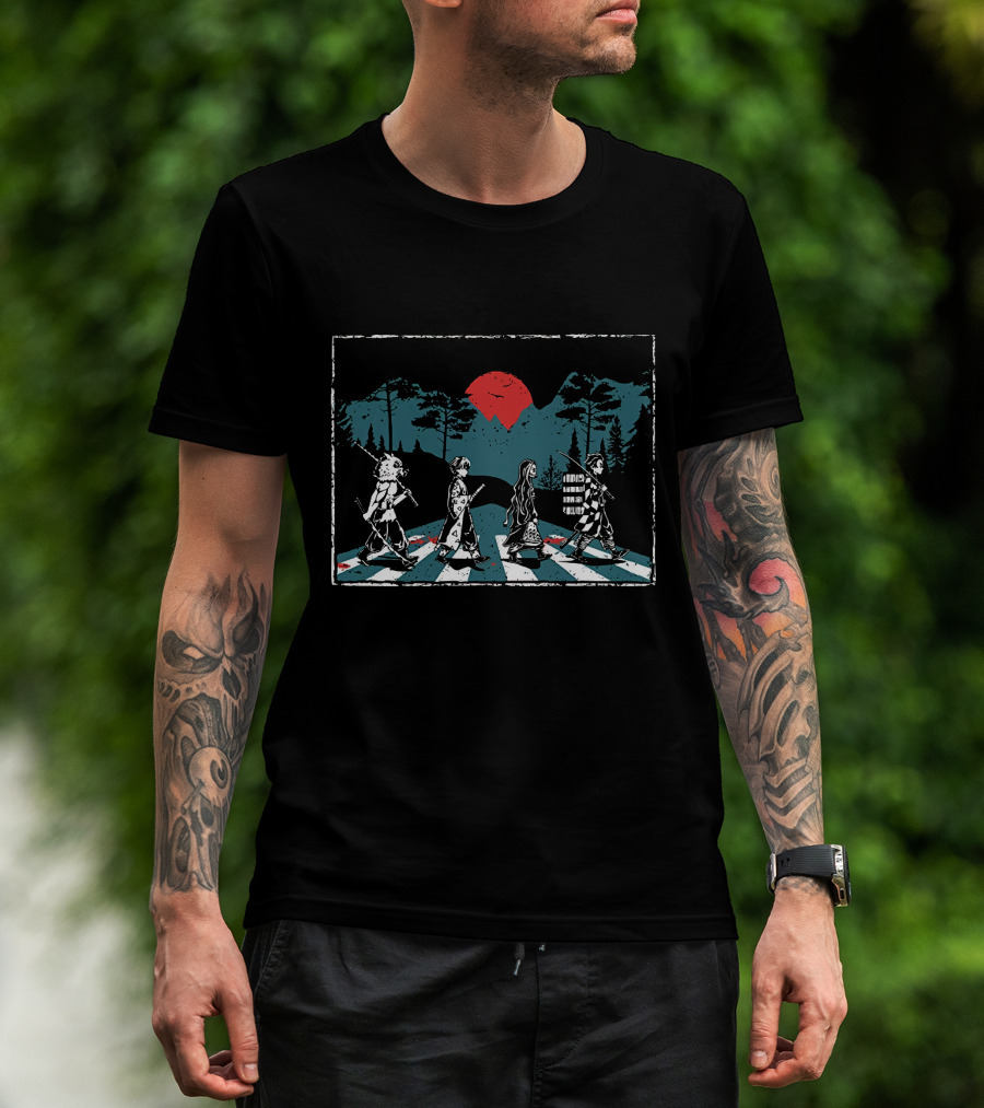 Demon Slayer Abbey Road Anime Crossover Street Crossing Montage T-Shirt