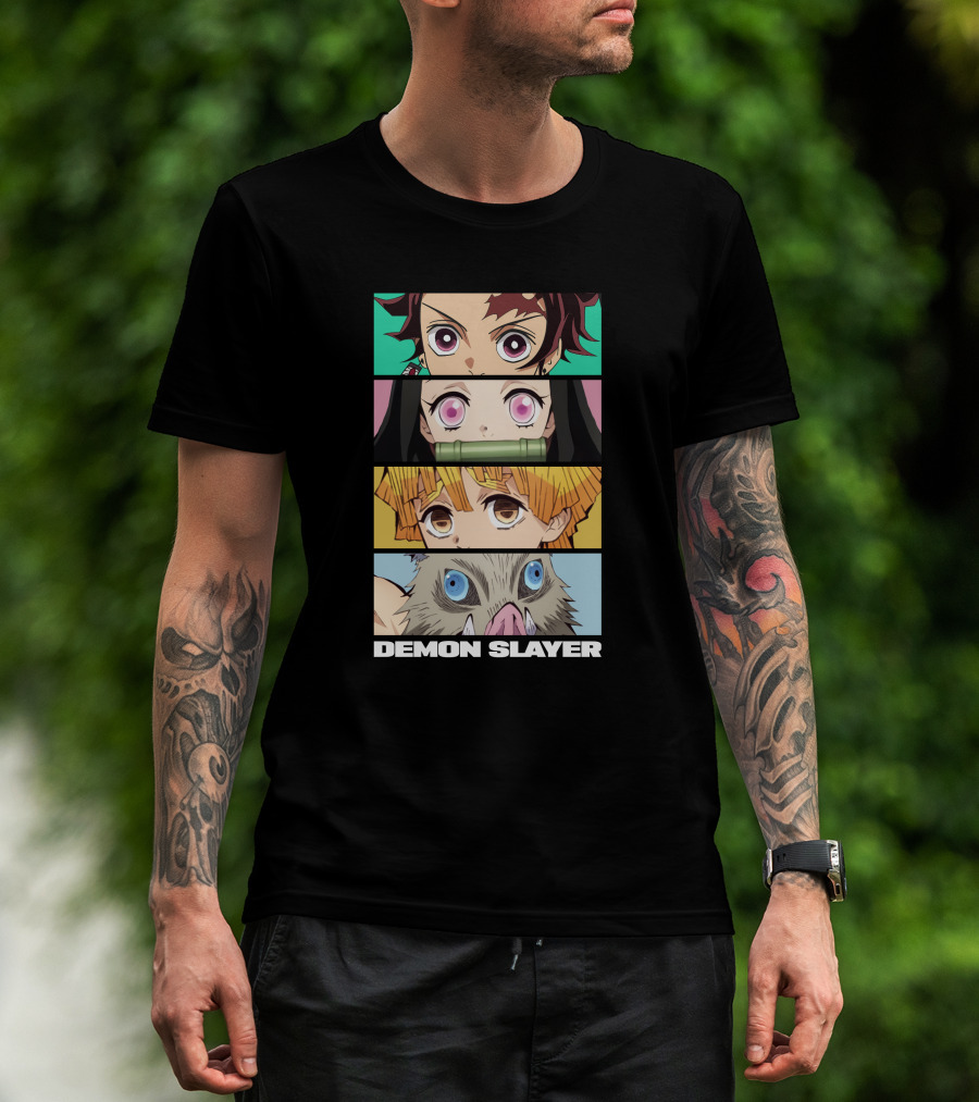 Demon Slayer Anime Characters Tanjiro Nezuko Zenitsu Inosuke T-Shirt