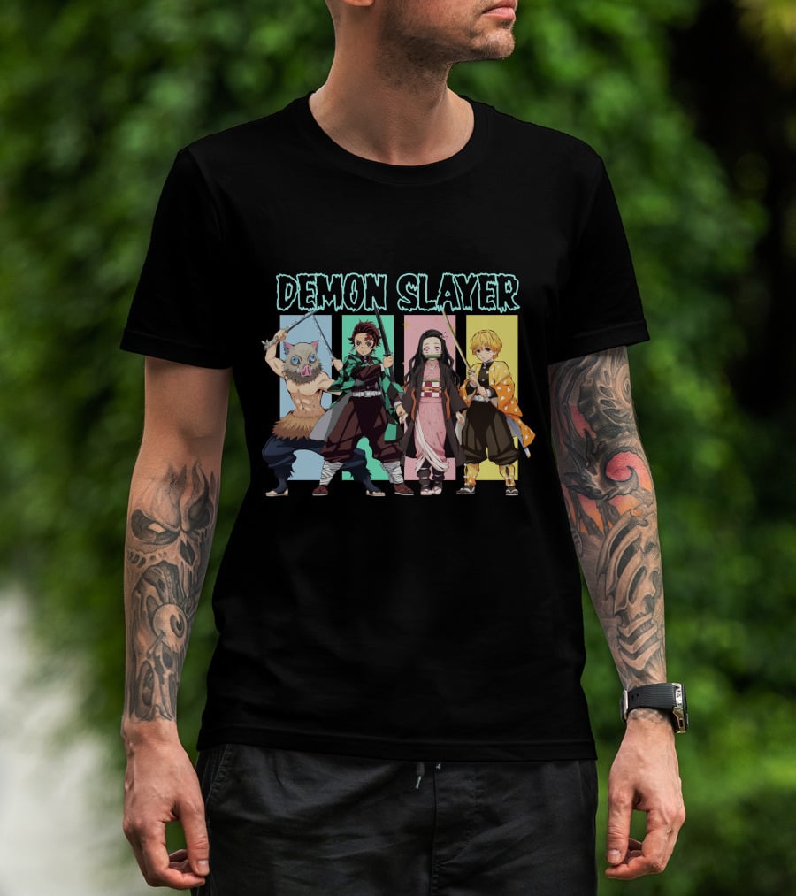 Demon Slayer Kimetsu No Yaiba Characters Tanjiro Nezuko Zenitsu Inosuke T-Shirt