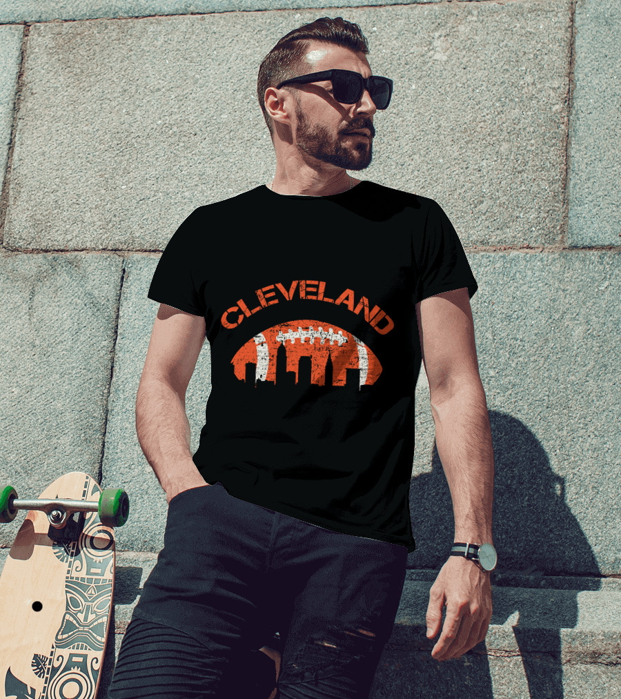 Vintage Cleveland Skyline Football T-Shirt