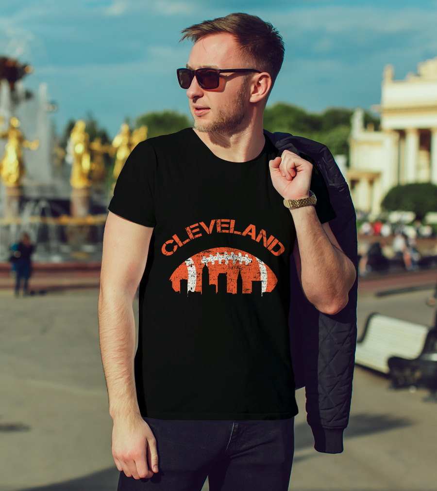 Vintage Cleveland Skyline Football T-Shirt