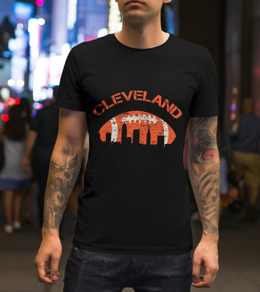 Vintage Cleveland Skyline Football T-Shirt