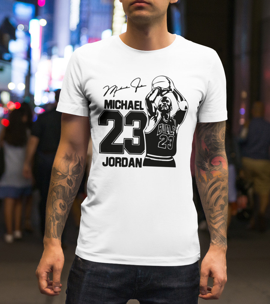 Michael Jordan 23 Bulls Basketball Signature T-Shirt