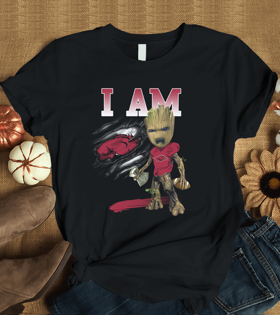 I Am Groot Arkansas Razorbacks Football T-Shirt