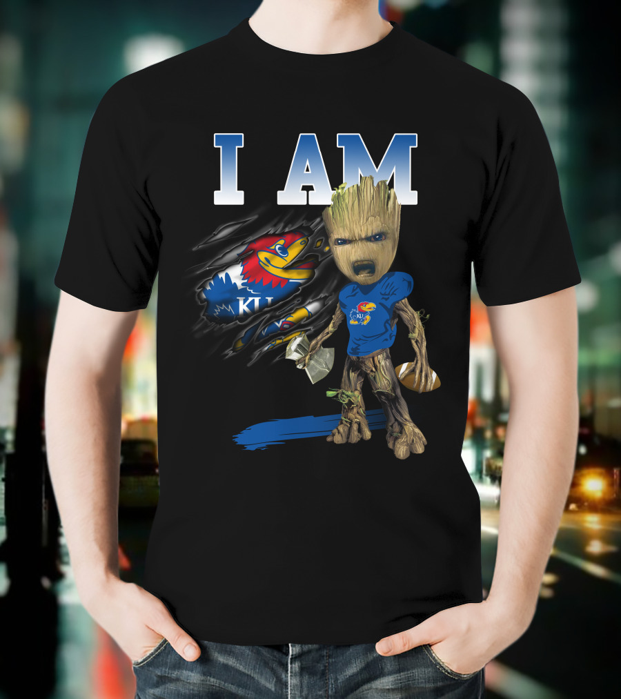 I Am Groot Kansas Jayhawks Ku Football Basketball T-Shirt