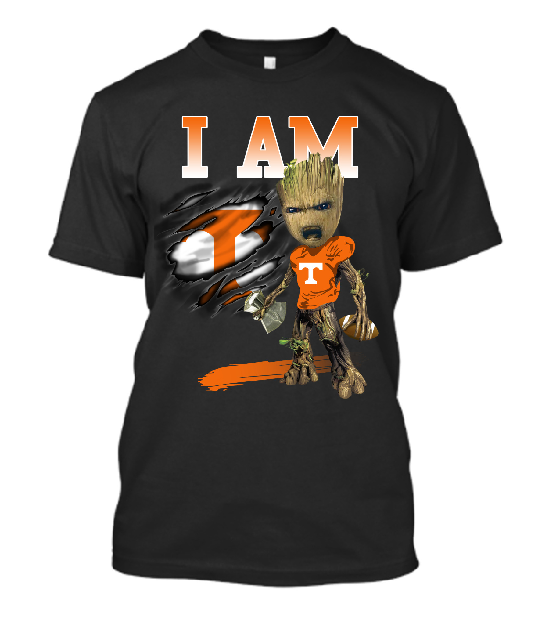 I Am Groot Tennessee Volunteers Fan Iconic Football Fusion T-Shirt