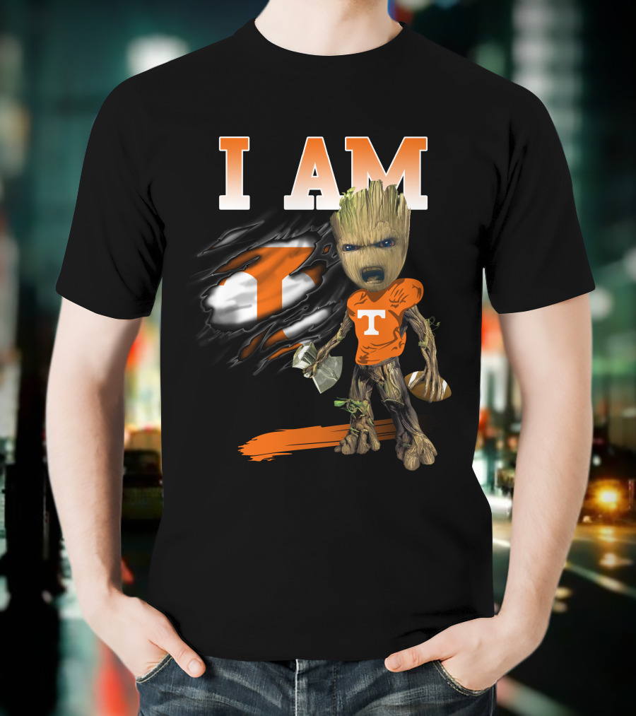 I Am Groot Tennessee Volunteers Fan Iconic Football Fusion T-Shirt