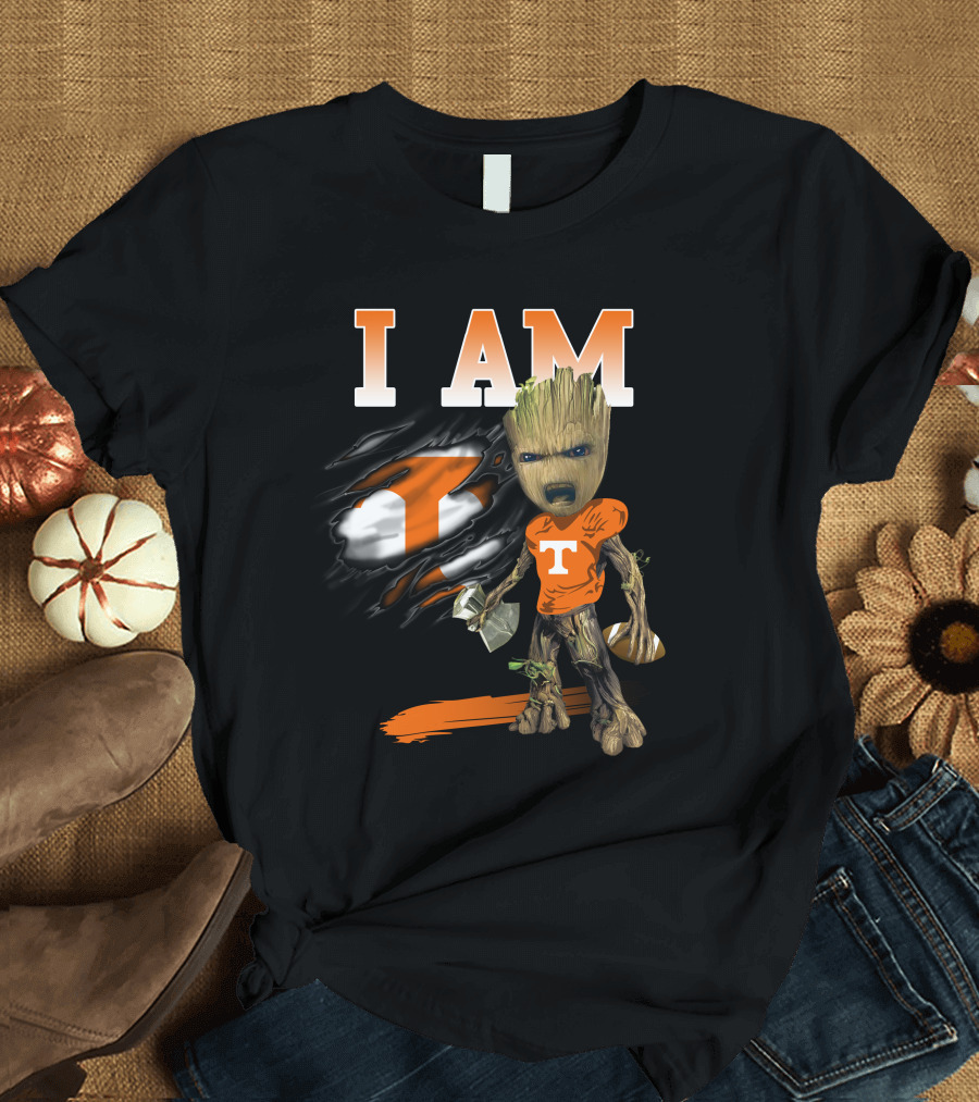 I Am Groot Tennessee Volunteers Fan Iconic Football Fusion T-Shirt