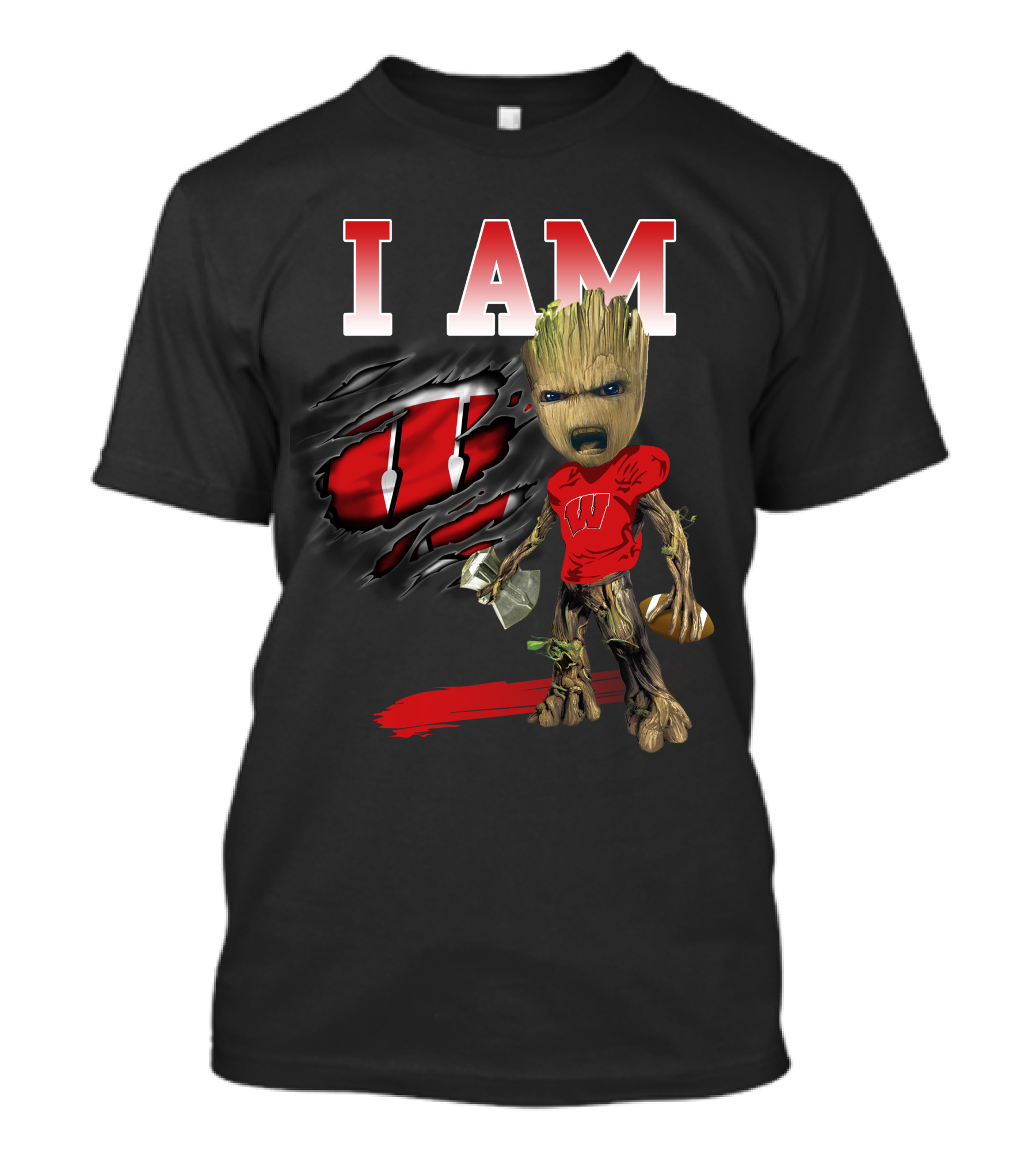 I Am Groot Wisconsin Badgers Football Fan T-Shirt