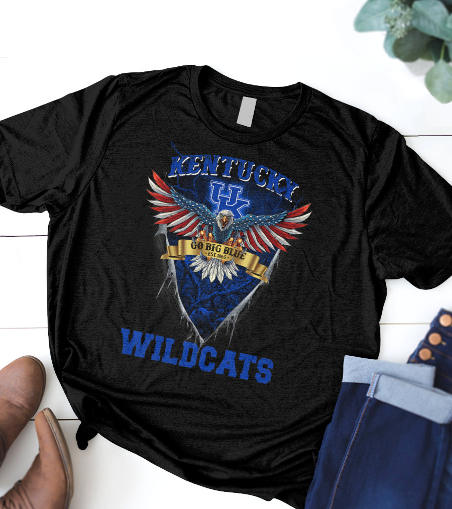 Kentucky Wildcats Go Big Blue Us Eagle Est. 1865 T-Shirt