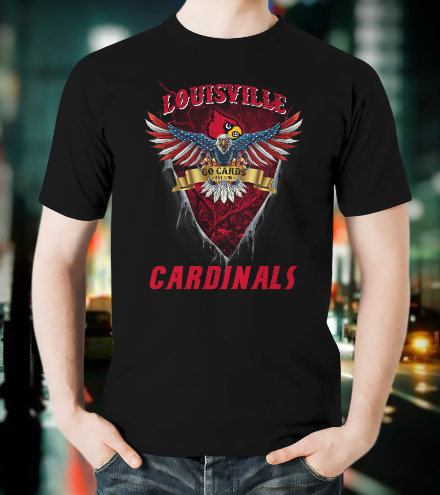 Louisville Cardinals Us Eagle Go Cards Est. 1798 T-Shirt