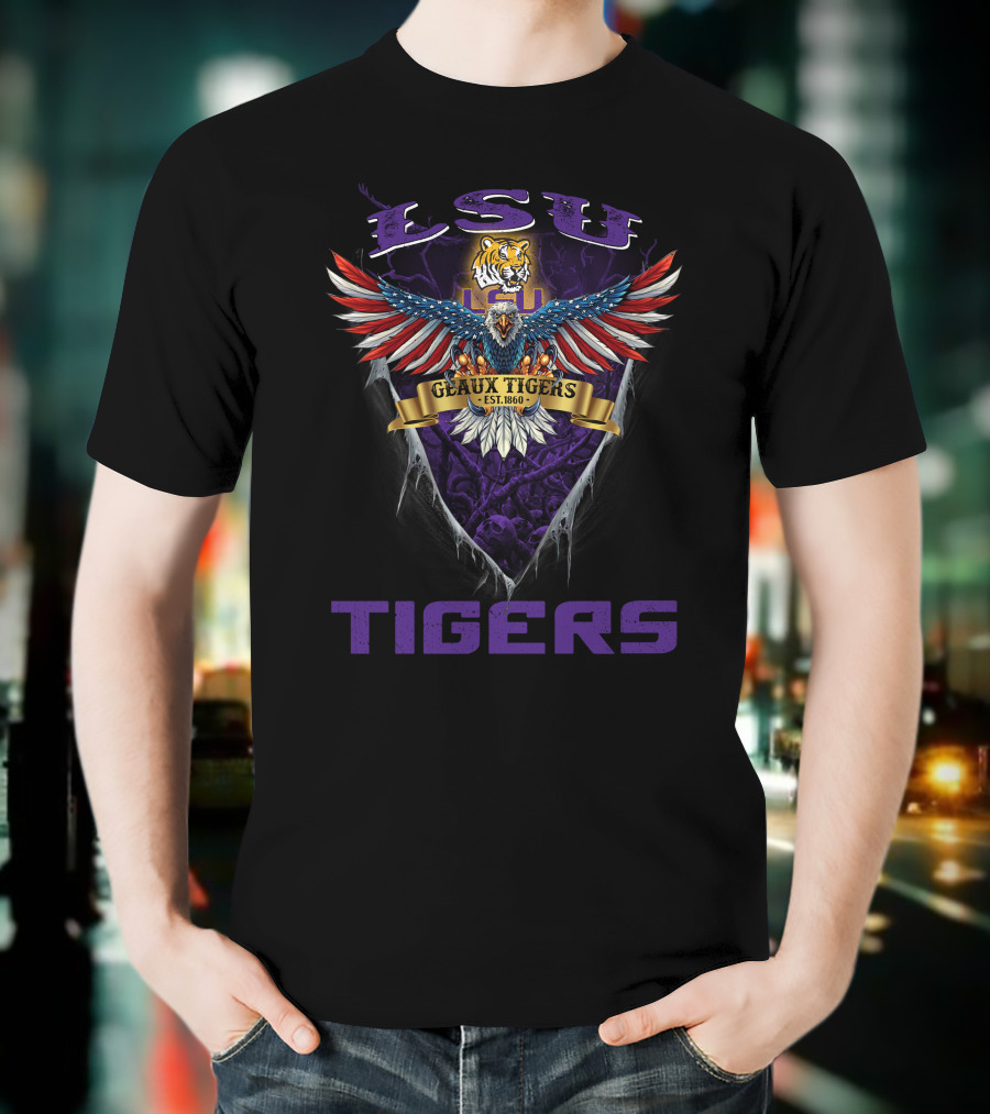 Lsu Tigers Geaux Tigers Est. 1860 Us Eagle T-Shirt