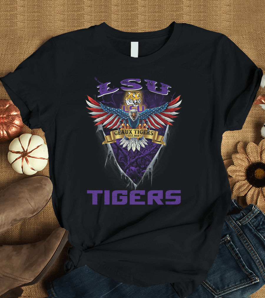 Lsu Tigers Geaux Tigers Est. 1860 Us Eagle T-Shirt