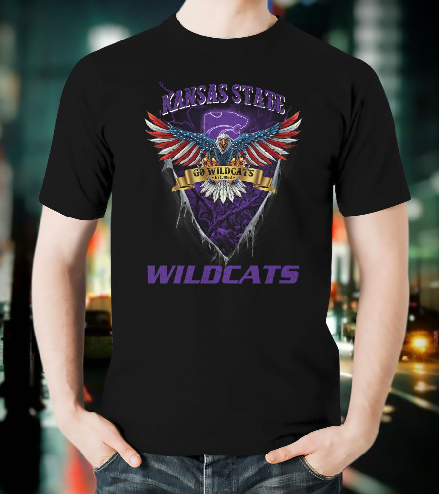 Kansas State Go Wildcats Est. 1863 Us Eagle Wildcats T-Shirt