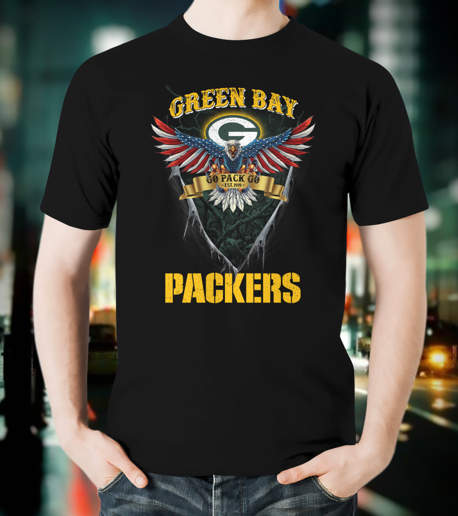 Green Bay Packers Go Pack Go Est. 1919 Nfl Us Eagle T-Shirt