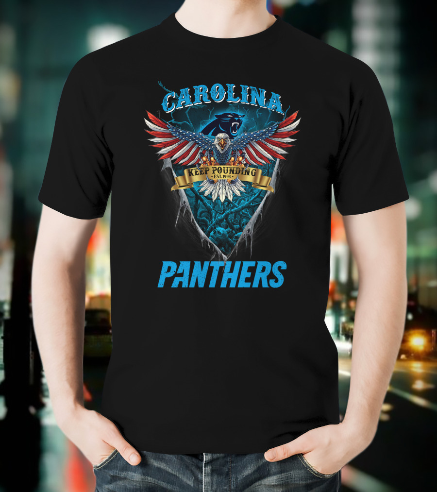 Carolina Panthers Nfl Us Eagle Keep Pounding Est. 1993 T-Shirt
