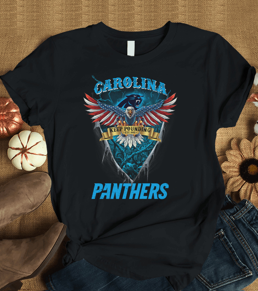 Carolina Panthers Nfl Us Eagle Keep Pounding Est. 1993 T-Shirt
