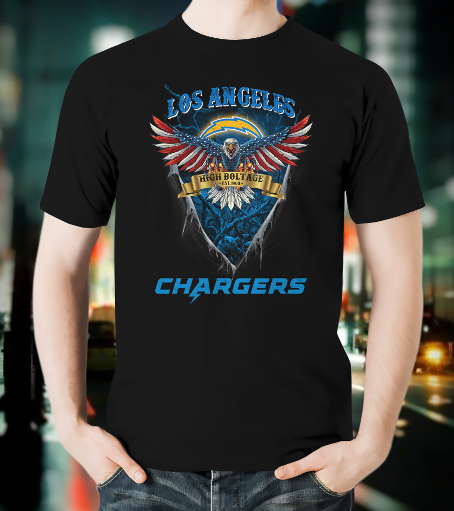 Los Angeles Chargers High Voltage Us Eagle Est. 1960 T-Shirt