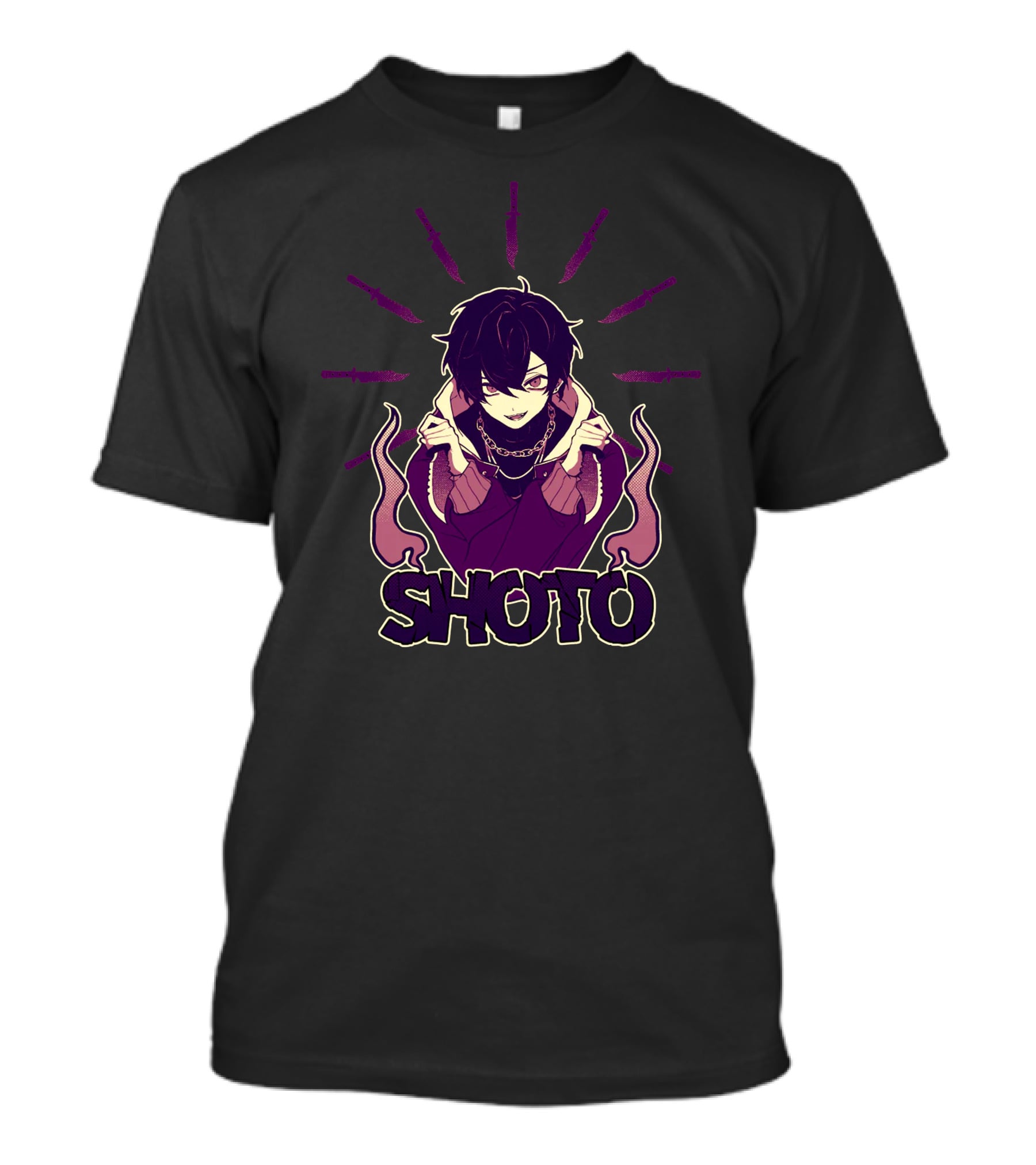 SHOTO ROGUE GUILDIE Anime Character With Knives And Flames T-Shirt