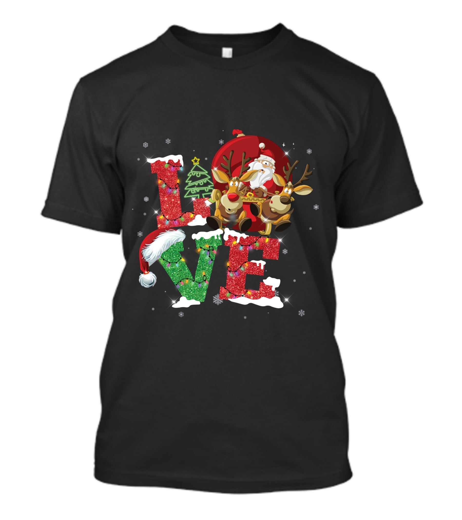 I Love Merry Christmas Santa Reindeer Baby Holiday T-Shirt