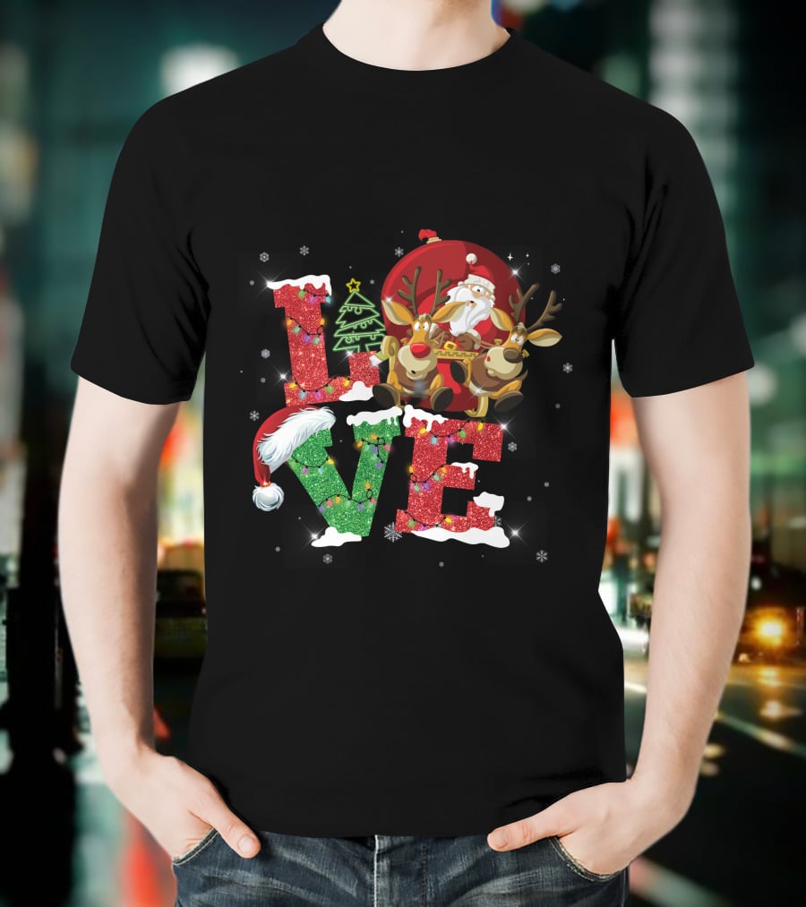 I Love Merry Christmas Santa Reindeer Baby Holiday T-Shirt