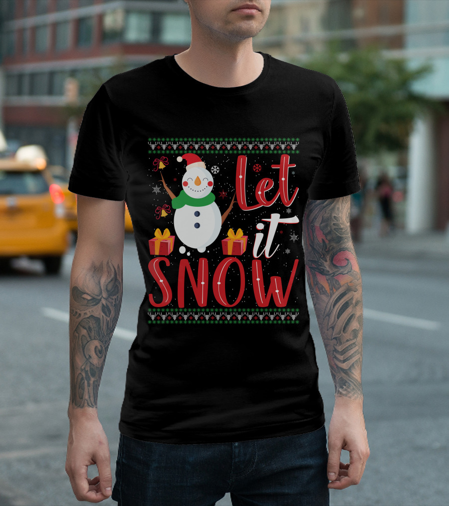 Let It Snow Snowman Christmas Presents Holiday T-Shirt