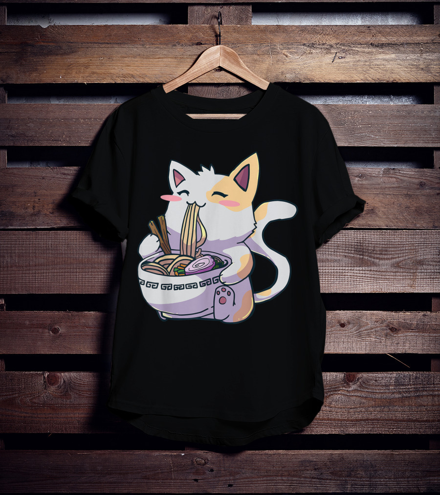 Kawaii Anime Ramen Cat Japanese Noodles T-Shirt