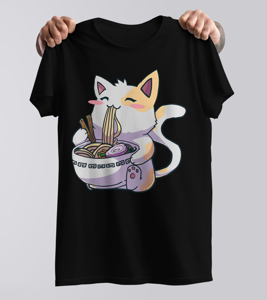 Kawaii Anime Ramen Cat Japanese Noodles T-Shirt