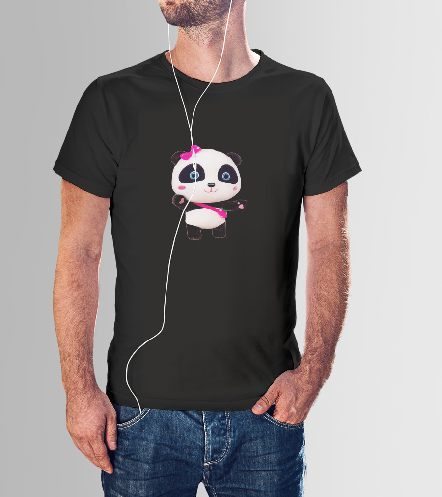 Gautruc2 Panda Plush Pink Bow T-Shirt