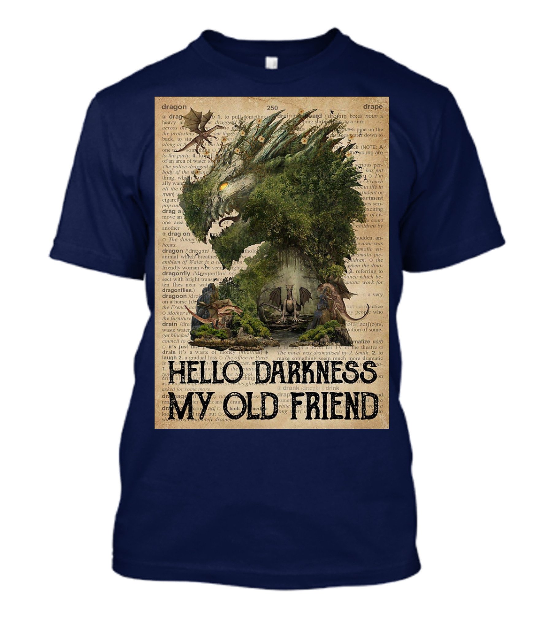 Dragon Hello Darkness My Old Friend Dictionary Page T-Shirt