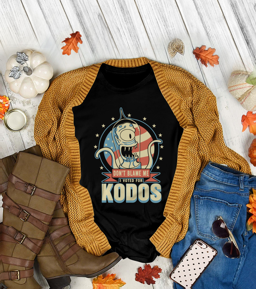 Don't Blame Me I Voted For Kodos Simpsons Alien American Flag T-Shirt