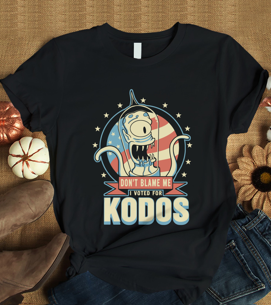 Don't Blame Me I Voted For Kodos Simpsons Alien American Flag T-Shirt