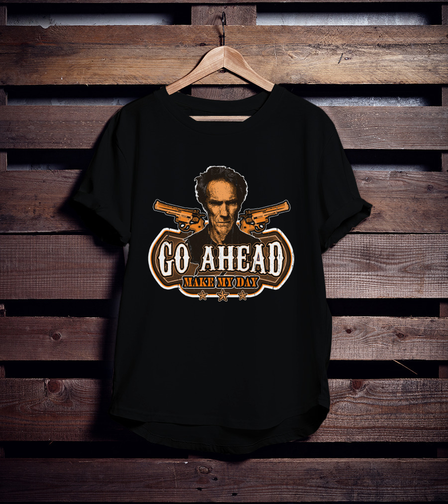 Go Ahead Make My Day Clint Eastwood Dirty Harry Guns Retro T-Shirt