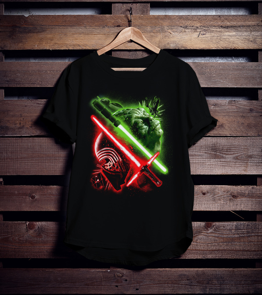 Grandmaster Yoda Darth Vader Kylo Ren Lightsaber Star Wars T-Shirt