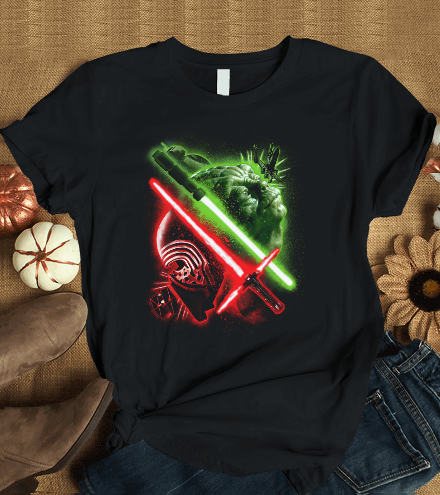 Grandmaster Yoda Darth Vader Kylo Ren Lightsaber Star Wars T-Shirt