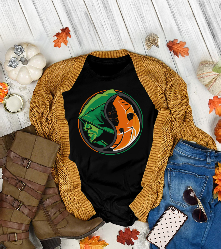 Green Arrow Slade Deathstroke Yin Yang T-Shirt
