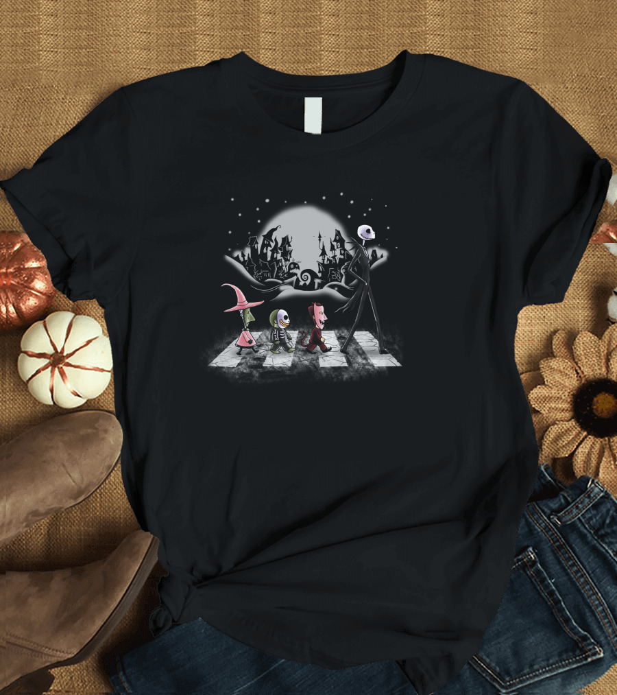 The Nightmare Before Christmas Halloween Road Abbey Road Crossover T-Shirt