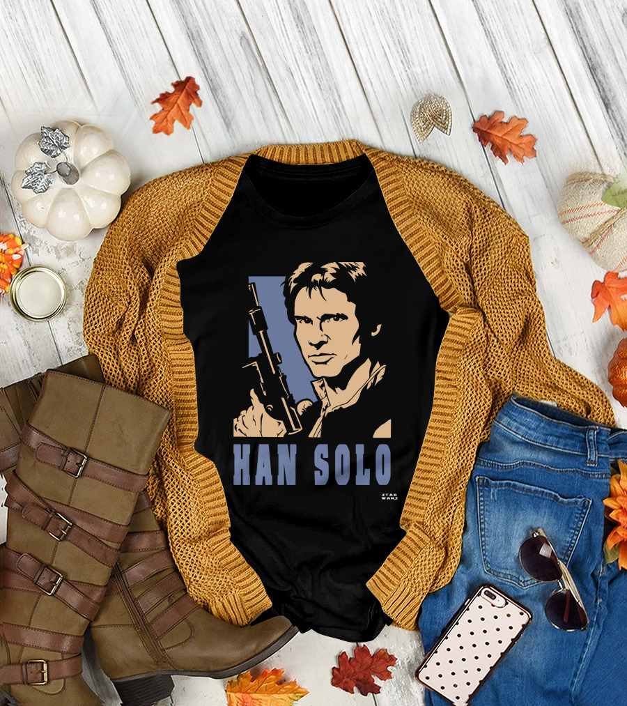 Han Solo Star Wars Vintage Style Graphic With Blaster T-Shirt