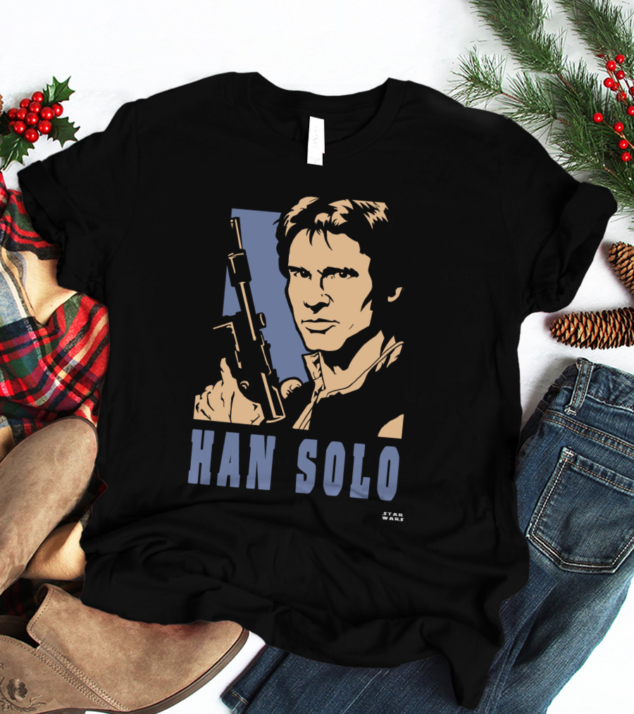 Han Solo Star Wars Vintage Style Graphic With Blaster T-Shirt