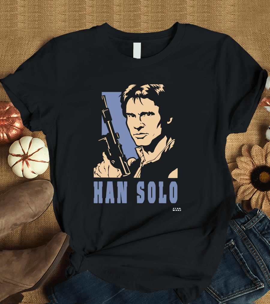 Han Solo Star Wars Vintage Style Graphic With Blaster T-Shirt