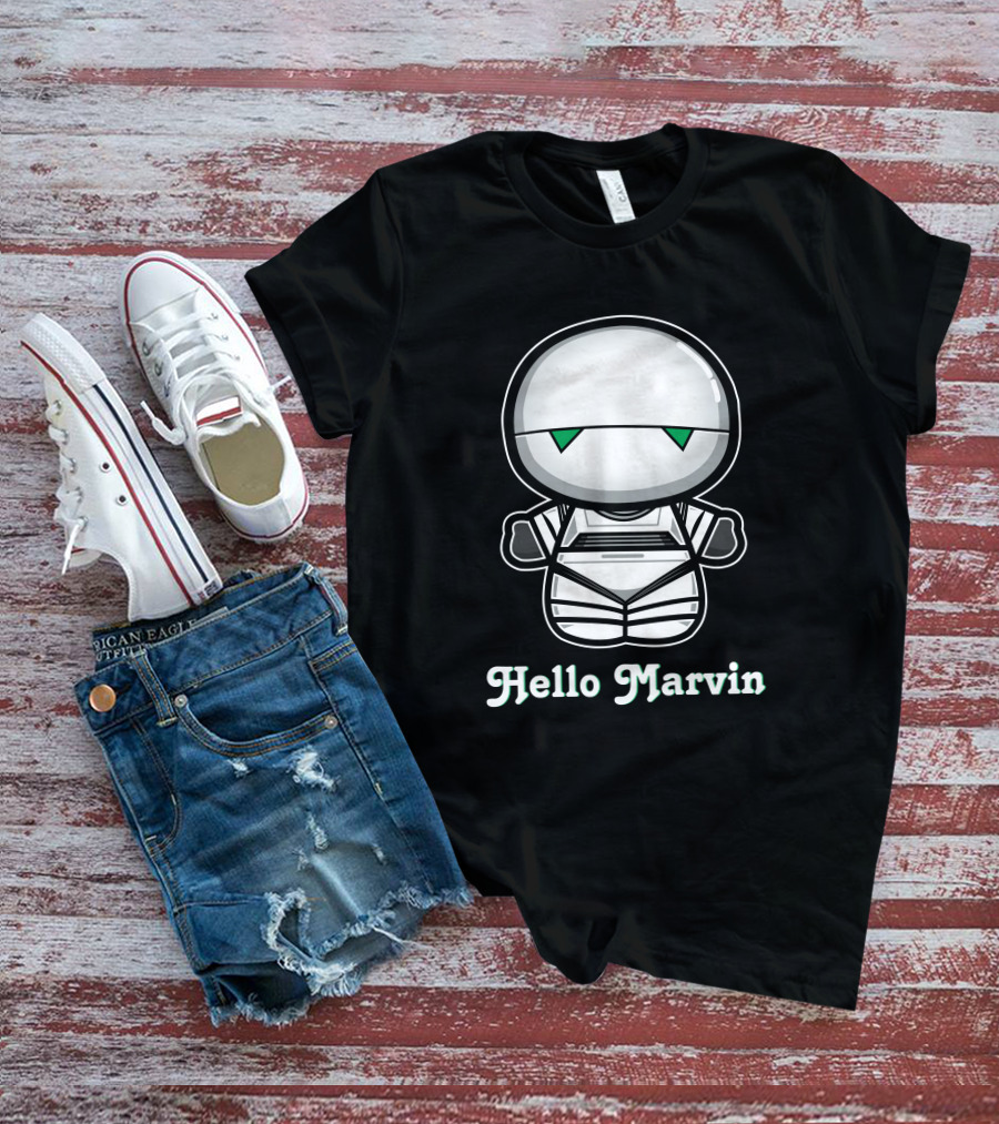 Hello Marvin The Paranoid Android Cute Cartoon Character T-Shirt