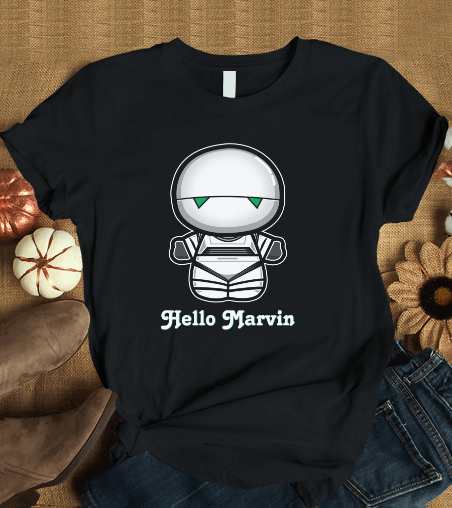 Hello Marvin The Paranoid Android Cute Cartoon Character T-Shirt