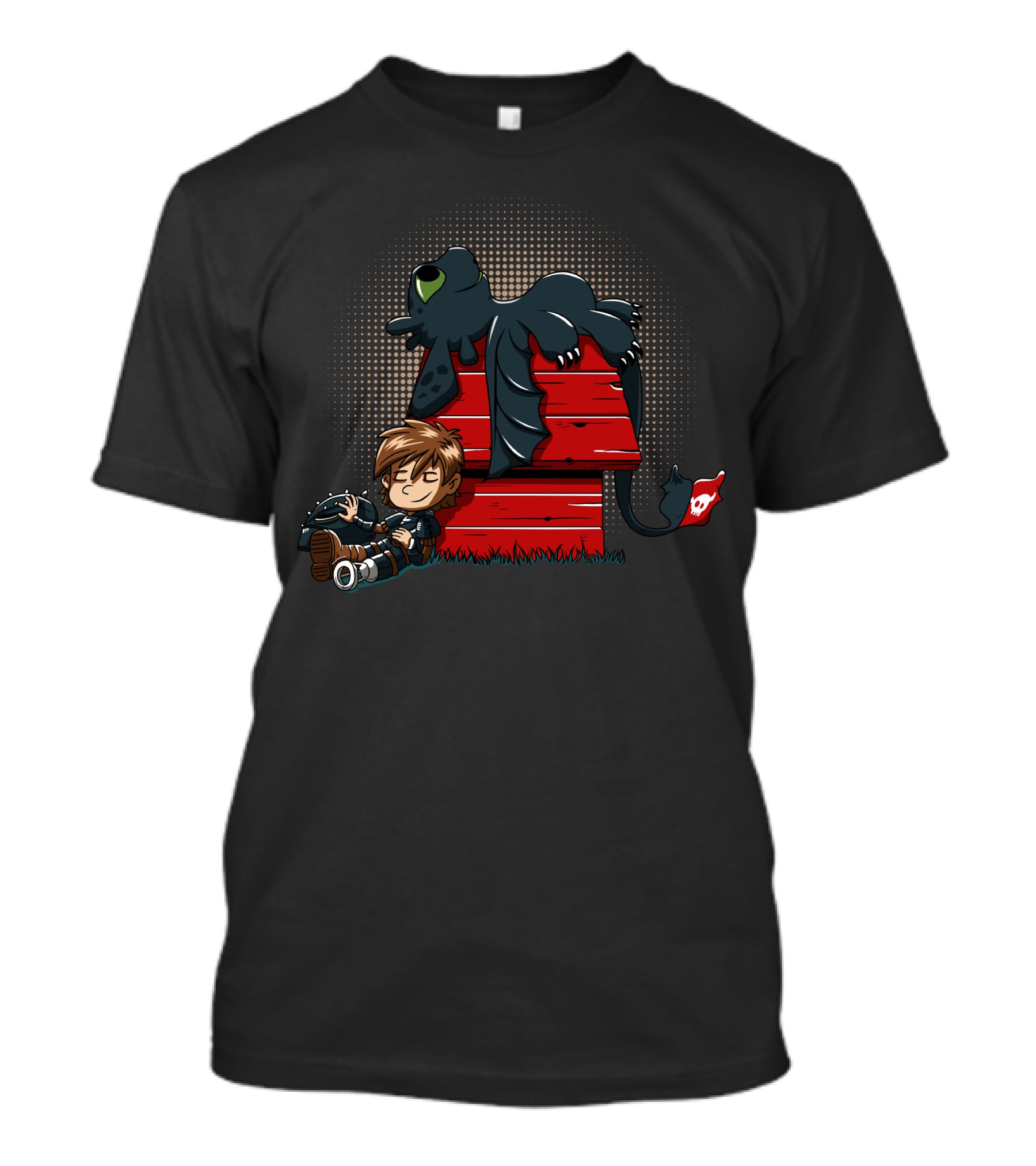How To Train Your Dragon Peanuts Mashup Hiccup And Toothless On Red Doghouse T-Shirt