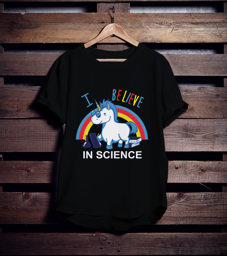 I Believe In Science Unicorn Rainbow Lab Glasses T-Shirt