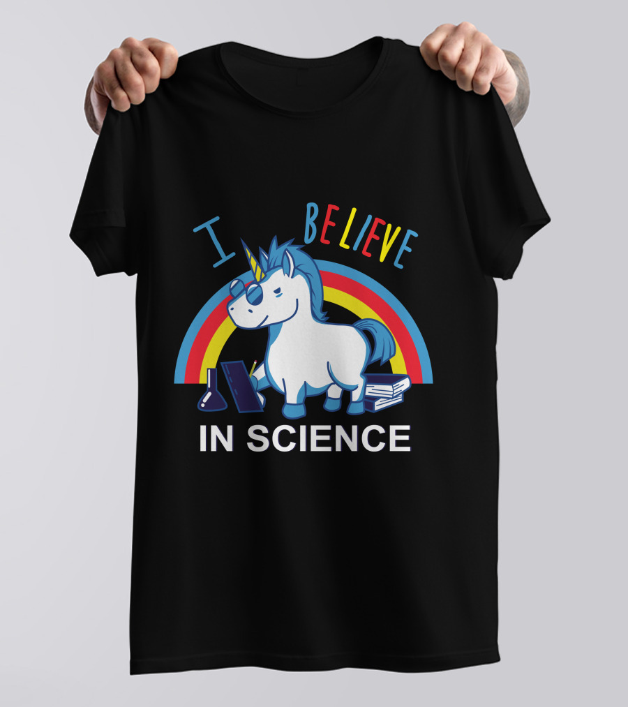 I Believe In Science Unicorn Rainbow Lab Glasses T-Shirt